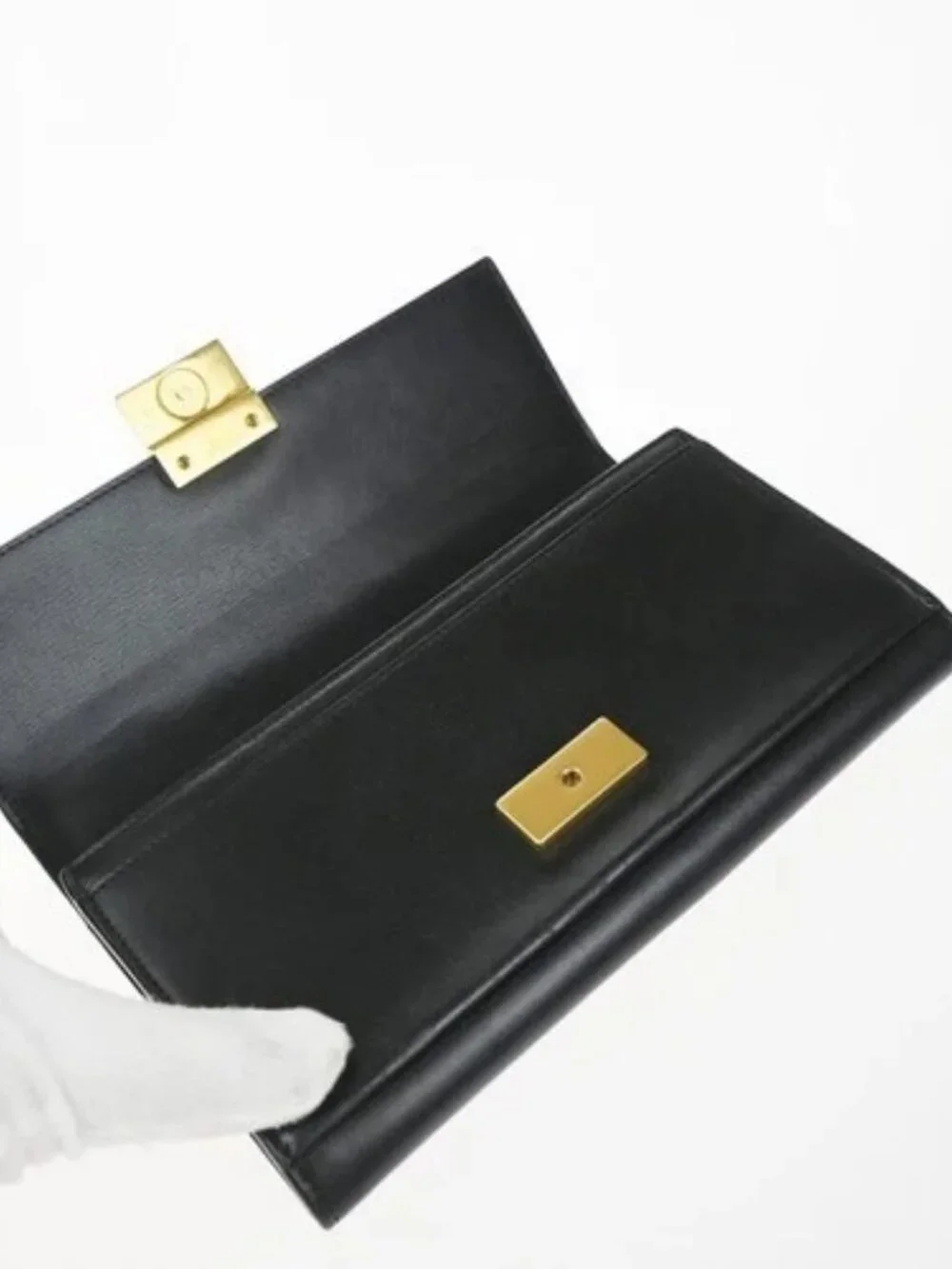 SAINT LAURENT YSL Logo Bifold Long Wallet Leather Black GHW Italy 68KP489 - Picture 8 of 16